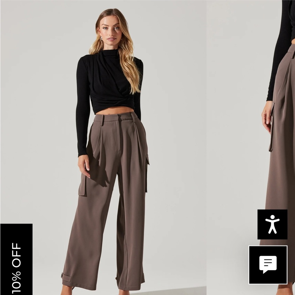 NWT ASTR The Label pleated wide leg cargo pants XS